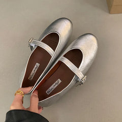 LIZAKOSHT  -  Spring Brand Women Flats Soft Leather Eelgant Dress Shoes Round Toe Shallow Slip On Ladies Casual Ballet Shoes New Woman