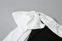 LIZAKOSHT - Spring New Women's Elegant Style One Shoulder Strap Color Matching Slimming Dress