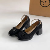 LIZAKOSHT - Black square head thick heel high heels women's summer new versatile skirt Mary Jane single shoes