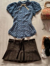 LIZAKOSHT - Y2k 2 Piece Set Polka Dot Tshirt Slim Bow Sweet Short Sleeve Harajuku Goth Punk Korea High Waist Mini Skirt 2000s Summer Vintage