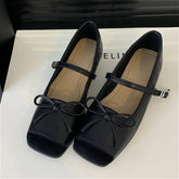 LIZAKOSHT  -  New Fashion Flat Mary Jane Shoes Classic Brand Designer Shoes Women Shallow Bow Splicing Dress Ballet Shoes Zapatos De Mujer