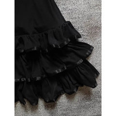 LIZAKOSHT  -  Goth Lace Dress Y2k Sweet Slim Womens Punk Bow Vintage Short Sleeve Lolita 2000s Kawaii Harajuku Summer Mini Dresses Emo Grunge