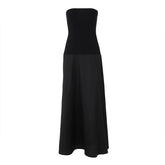 LIZAKOSHT  -  Spring/Summer Fashion Sexy Temperament Strapless Dress Slimming Splicing Black Strapless Evening Party Gowns Lady Clubwear