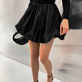 LIZAKOSHT - Black Mini y2k Streetwear Women Cute Puff Skirts Summer Fashion High Waist Pleated Short Bubble Lantern Skirt