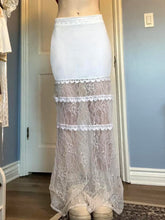LIZAKOSHT - Bohemian Vacation Style Lace Patchwork Skirt for Women's Perspective Sexy Wrap Buttocks Fishtail Long Skirt