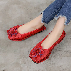 LIZAKOSHT - High Quality Genuine Leather Flats Woman Spring Shoes Super Designer Flats Women Flower Ladies Casual Shoes Female Loafers