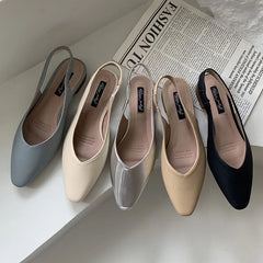 LIZAKOSHT - Fashion Pointed Toe Flats Shoes Women Slingback Sandals Elegant Mules Female Shallow Ballet Casual Loafers Sliver Zapatos Mujer