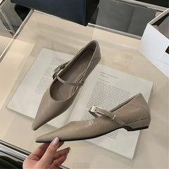 LIZAKOSHT - Women Flats Shoes Fashion Brand Buckle Strap Ballet Flats Ladies Shoes Spring Footwear Casual Flat Heels Mary Jane Female Mujer