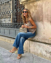 LIZAKOSHT - Sleeveless Vest for Women Female Chic V-Neck Single-breasted Summer Vests Tops Ladies Casual Houndstooth Waistcoat New