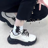 LIZAKOSHT - Autumn Sneakers Women Simplicity Solid Colour PU Leather Platform Sports Shoes Woman Korean Style Low-top Casual Shoes