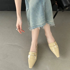 LIZAKOSHT - Spring New Brand Women Flat Shoes Fashion Square Toe Slip On Loafer Shoes Low Heel Outdoor Dress Single Shoes New Woman
