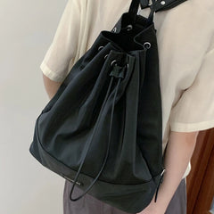 LIZAKOSHT - Korean Chic Simple Vintage Schoolbags Fashion Preppy Students Rucksacks High-capacity Drawstring Casual Travel Backpacks