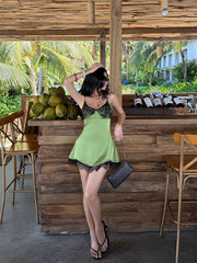 LIZAKOSHT - Lace Patchwork Women Mini Dresses Sexy Clubwear Sleeveless Camisoles Streetwears Summer Fashion Vestidos Female Dating Sheath