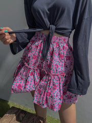 Lizakosht Printing Lolita Mini Skirt Womens Sexy Skirt Korean Style Teen Girls Cute High Waisted Pleated Skirt falda plisada