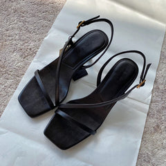 LIZAKOSHT - Summer Party Sandals Women England Style Office Lady Fashion Simple High Heel Shoes Women Sandals