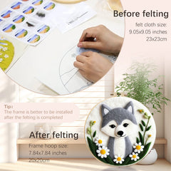 20x20cm Frame With Needle Felting Painting Kit For Beginner Animal Handmade Home Decorationg DIY Handicraft New