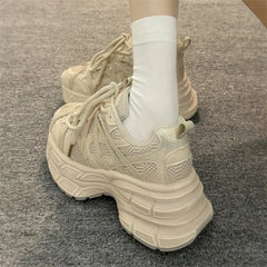 LIZAKOSHT - Women's Sneakers With Platform Woman-shoes Shoes Tennis Female Thick Sole Mesh Casual Roses Trainers Summer Leisure Retro