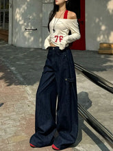 LIZAKOSHT - Aesthetic Vintage New Hot Girl Jeans Women High Street Design Loose Low-waist Wide-leg Pants Female Y2k Retro Cowboy Trousers