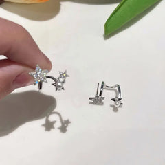 Lizakosht 2024 New Contracted Geometric Pearl Stars Earrings Korean Shiny Crystal Sweet Women Stud Earring Birthday Party Wedding Jewelry