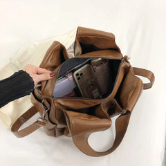 LIZAKOSHT - Large Shoulder Bags Women PU Leather Sling Bags Lazy Style Female Packages Classic Fashion Casual Totes Vintage Big Hobos