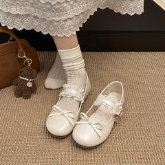 LIZAKOSHT - Shoes Woman Flats Bow-Knot Shallow Mouth Elegant Dress Comfortable Butterfly New Summer Butterfly-knot Mary Janes Spring