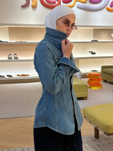 LIZAKOSHT - Fashion Blue Women's Denim Jacket Lapel Button Up Fit Waist Cinching Jean Coats Spring Casual Street Lady New Outerwear