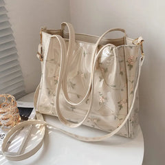 LIZAKOSHT New Autumn Winter Tote HandBag Korean Fashion Flower Print Y2k Aesthetic All Match Casual High-capacity Women Shoulder Bag