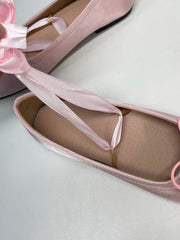 LIZAKOSHT - Ballet Flat Mary Jane oes Women's Faion Satin Bow Tie Single oes Spring Autumn Low Heel Synthetic Leather Interior Casual