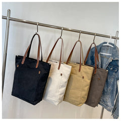 LIZAKOSHT - Large Capacity Canvas Bag Shoulder Handbag Student Class School Bag Commuting Tote Bag Simple Casual Backpack