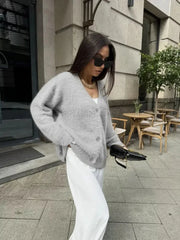 LIZAKOSHT  -  Knit Cardigan Sweater for Women Fashion Casual Single-breasted Long Sleeve Top 2025 Autumn Winter Women's Sweater Korean Style