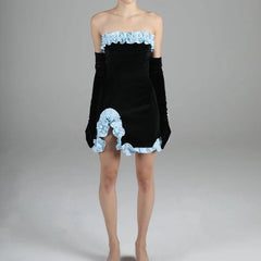 LIZAKOSHT - Women Ruffle Party Club Slight Strech Dress Ladies Summer Sexy Boob Tube Sleeveless Attractive Mini Dress For Free Shipping