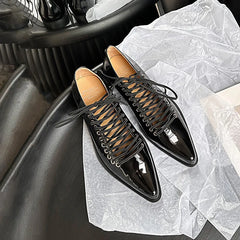 LIZAKOSHT - Fashion Pumps New High Quality Genuine Leather Pointed Strap Low Heel Leather Shoes Women's Heels Women's Shoes