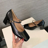 LIZAKOSHT  -  New Fashion Mary Jane Shoes Women Square Toe Elegant Office Shoes High Heel Dress Female Concise Shallow Comfort Women Pumps