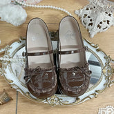 LIZAKOSHT - Original Japanese Student Jk Flat Bottom Lo Shoes Sweet Lolita Round Head Bow Single Shoes Lolita Shoes