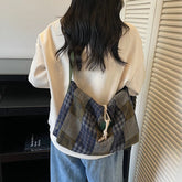 LIZAKOSHT - Fashion Plaid Texture Shoulder Bag Autumn Winter Wool Large Capacity Crossbody Bag Retro Lazy Style Lightweight Storage Bag