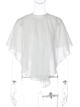 LIZAKOSHT - Women Clothes Hollow Out Backless Blouses Summer O-neck Bandage White Tops Female Holiday Beach Cover-ups Streetwear