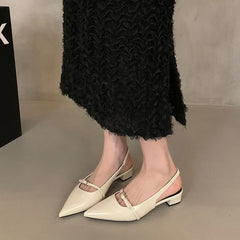LIZAKOSHT  -  Women Sandals Fashion Slingback Woman Mules Shoes Pumps Dress Shoes Pointed Toe Elegant Low-heel Shoes New Woman Shoes