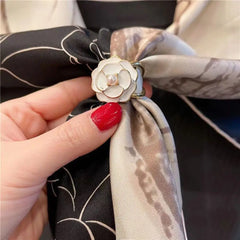 LIZAKOSHT - Buckles Clothing Accessory Pearl Alloy Camellia Hollow Out Fashion Jewelry Women Shawl Clips Vintage Scarf Buckle Silk Brooch