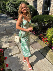 LIZAKOSHT Lace Up Backless Midi Summer Women Dress Spaghetti Strap V Neck Boho Beach Floral New Dress 2024 Vintage French Dress