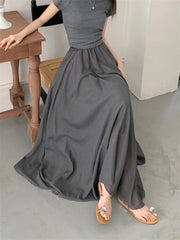LIZAKOSHT - Cotton A-Line Skirts Loose Fashion New Women Minimalist Summer All Match Casual Gentle Office Lady Streetwear