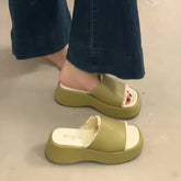 LIZAKOSHT - New Summer Platform Wedges Heel Women Slippers Shoes Concise Open Toe Beach Vacation Dress Slides Zapatos De Mujer