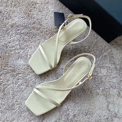 LIZAKOSHT - Summer Party Sandals Women England Style Office Lady Fashion Simple High Heel Shoes Women Sandals