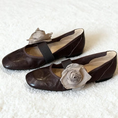 LIZAKOSHT - Fashion Flower Decoration Ballet Flats Women Elegant Round Toe Elastic Design Brand Mary Jane Shoes Ladies Comfort Soft Loafers