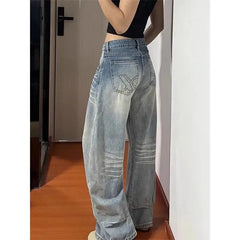 LIZAKOSHT - Y2k Jeans Womens Jeans Vintage Distressed Denim Low Waist Relaxed Fit Wide Leg Trousers Spring Summer Casual Oversized Pants