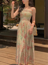 LIZAKOSHT - Floral Print Dress Women Summer 2023 New Fashion Elegant Slim Vestidos Evening Party Female Strap Long Dresses French Clothes