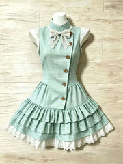 LIZAKOSHT - Dresses Vintage Y2k 2Piece Set Slim Plaid Streetwear 90s Short Skirt Woman Clothes Basics Sexy Dress Elegant Gyaru Emo