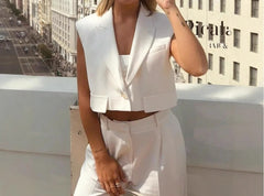 LIZAKOSHT - Early Spring New Casual Fashion Versatile Women's Clothing Flip Decoration Short Vest