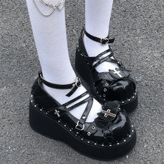 LIZAKOSHT - Gothic Sweet Cool Lolita Girls' Shoes Subculture Y2k Punk Thick Soled Shoes Cute Jk Single Shoes Sweet Girls' Single Shoes