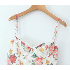 LIZAKOSHT - Summer Women Lace Patchwork Floral Print Sling Mini Dress Sexy Elegant Party Robe Girls Beautiful Clothes