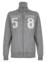 LIZAKOSHT - Retro Gray Digital Print Zipper Sweatshirts Harajuku Turn-down Collar Coats Casual Outerwear Autumn Tops Women's Jacket